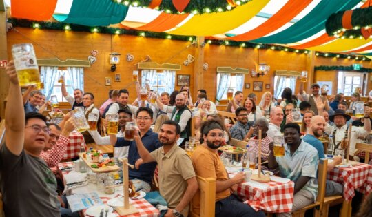 the ERS workforce enjoying an annual party.