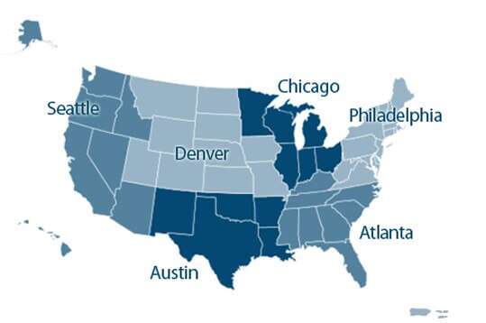 Regions where CHIPS Innovation Hubs are predcited