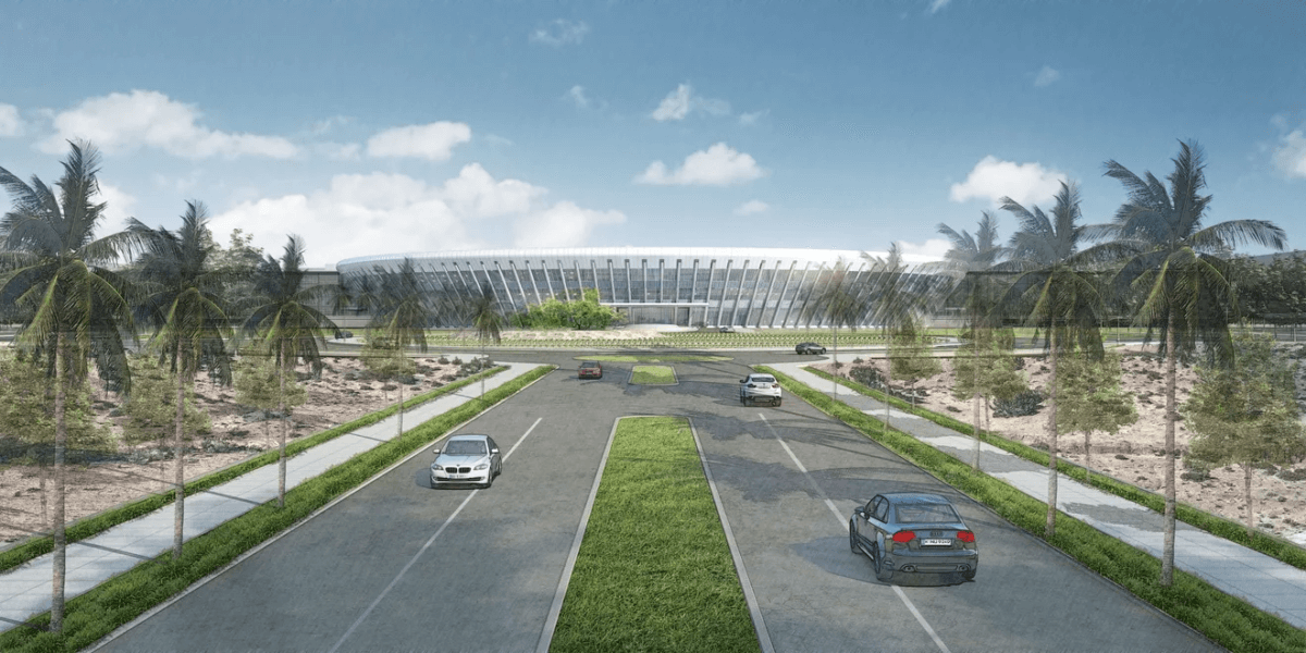 Artist rendering shows the entryway of TSMC's campus in North Phoenix