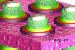 Figure 2 – A close-up of the Micron/Intel vertical channel Floating Gate 3-D NAND structure with the Inter-Poly Dielectric (IPD) synthetically pared back to reveal the Floating Gate.