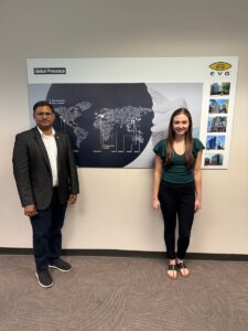 Figure 7: EV Group’s Vineeth Reddy Bijjam, Director of Technology and IP, hosted Jillian Carapella’s visit. 