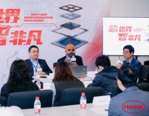 Figure 3: Henkel team members, Kefan Ni, Ram Trichur, and Rick Shen engaging with the media at Semicon China, 2024.