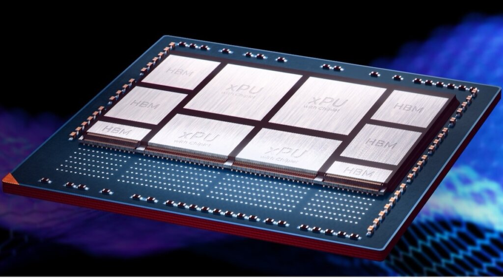 Figure 1: High performance compute module with multiple processors and HBM packages.